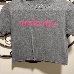 League Kids Gray Tee with Pink Nashville Print
